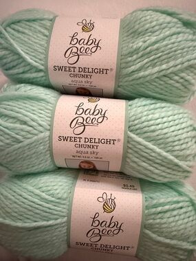 Lot of 3 Baby Bee Sweet Delight Chunky Yarn - Aqua Sky, New